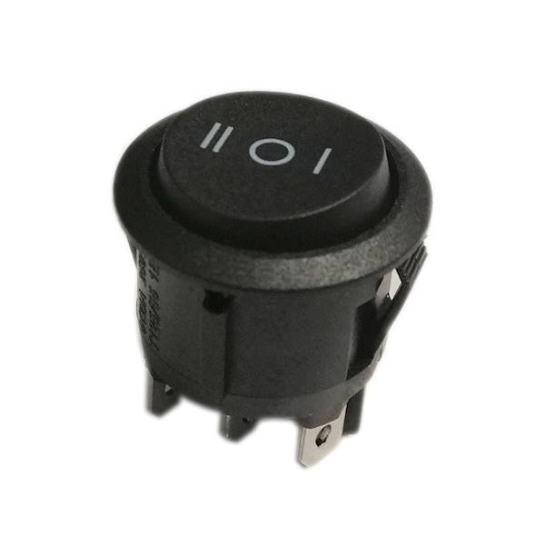 Przełącznik okrągły fi=20 ON-OFF-ON 6pin czarny
