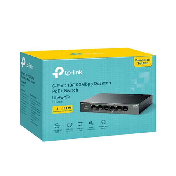 Switch PoE TP-Link LS106LP 6 portów tym 4 PoE+