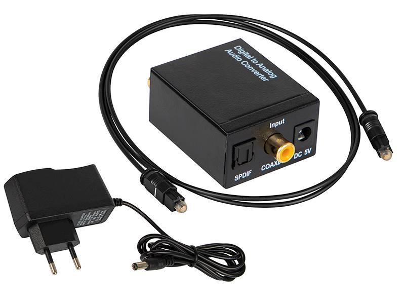 Konwerter optyczny Toslink Coaxial na 2xRCA cinch 