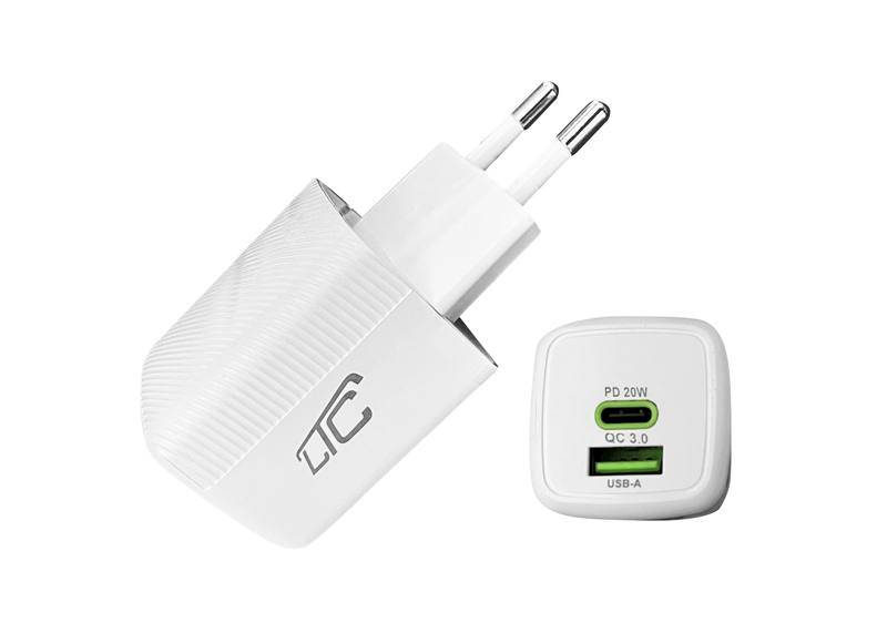 Ładowarka USB-C + USB-A 5-12V PD 20W