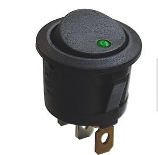 Przełącznik okrągły fi=20 ON-OFF 3pin 250V zielony