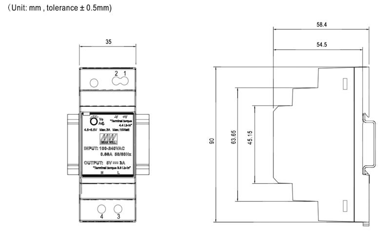 HDR-30-12 Zasilacz na szynę DIN 12V 2A 