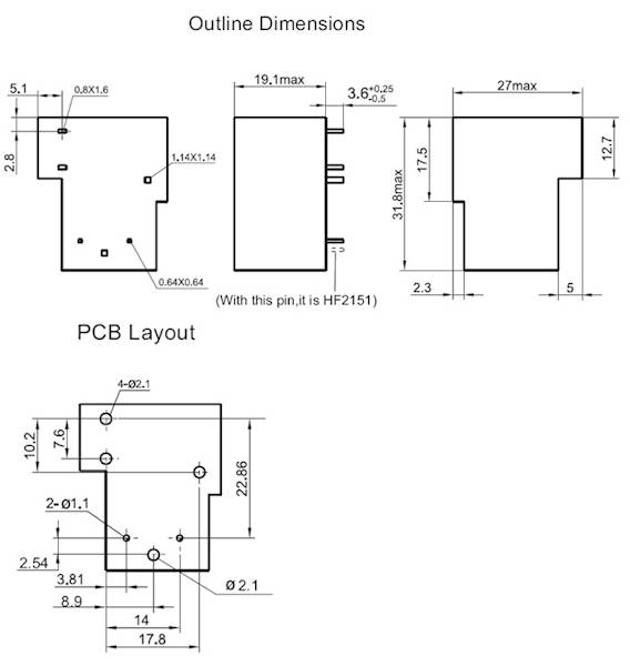 Przekaźnik 12Vdc HF2150-1C-12DE HONGFA 15A