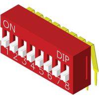 Dipschalter; dip-switch; pionowy; 8 sekcji