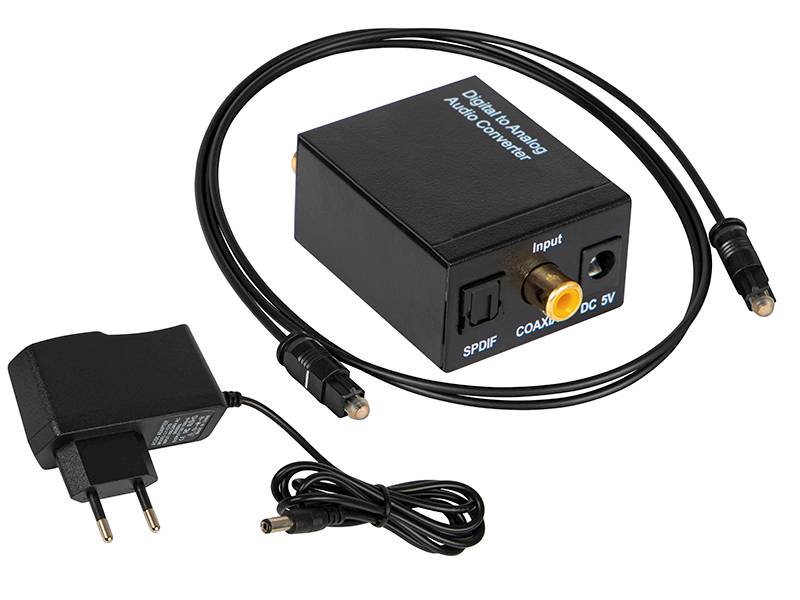 Konwerter optyczny Toslink Coaxial na 2xRCA cinch 