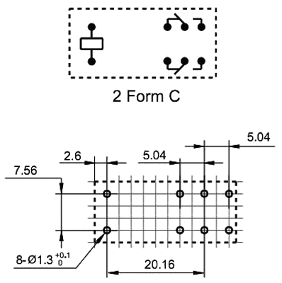 Przekaźnik 6Vdc HF115F/006-2ZS4A 8A