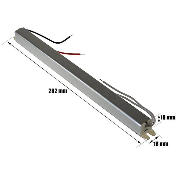 12Vdc  3A Zasilacz 36W 282×18×18mm IP20