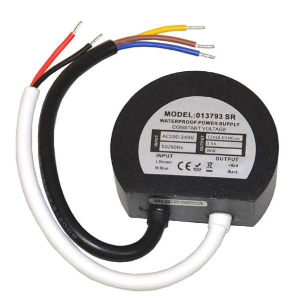12Vdc  2,5A Zasilacz 30W do puszki IP67 58x48mm