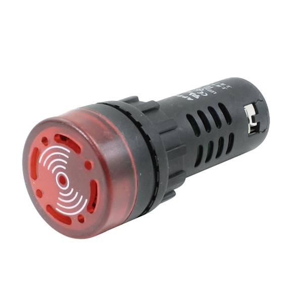 Kontrolka LED 28mm 12V DC z buzzerem