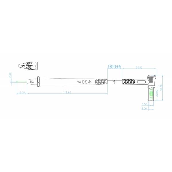 Przewody pomiarowe silikon CAT IV 600V 10A 