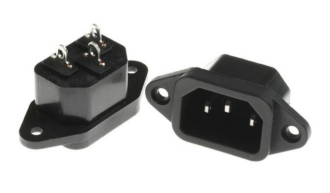 IEC Gniazdo zasilające AC męskie na panel