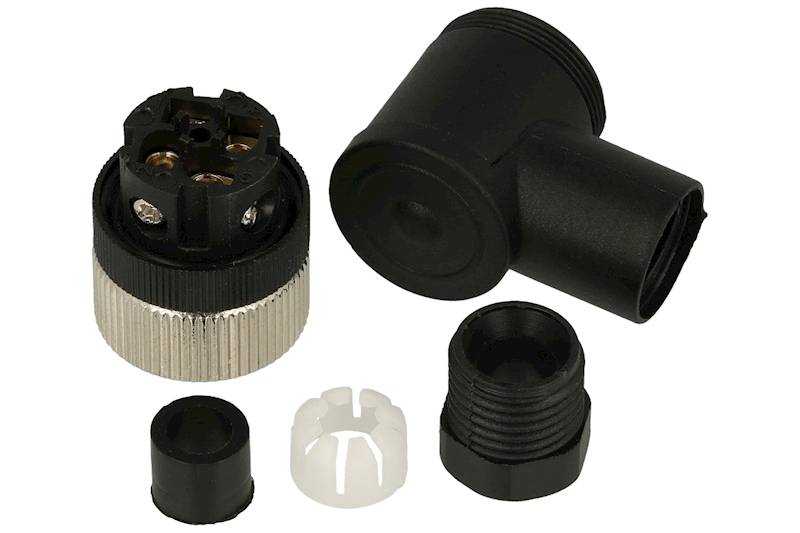 M12 Gniazdo; 4pin; kątowy; śrubowy; 0,25mm2 