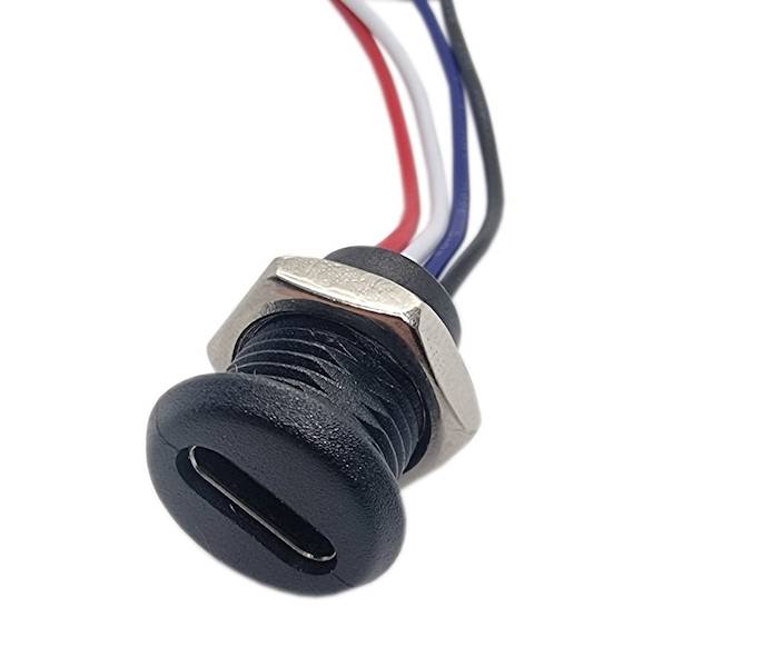 USB-C gniazdo okrągłe 4 przewody do obudowy 