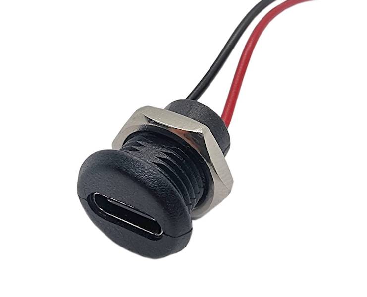 USB-C gniazdo okrągłe 2 przewody do obudowy 