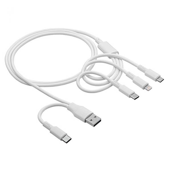 Kabel USB-A+C wt/wt USB-C ; microUSB ; I-phon 1,2m