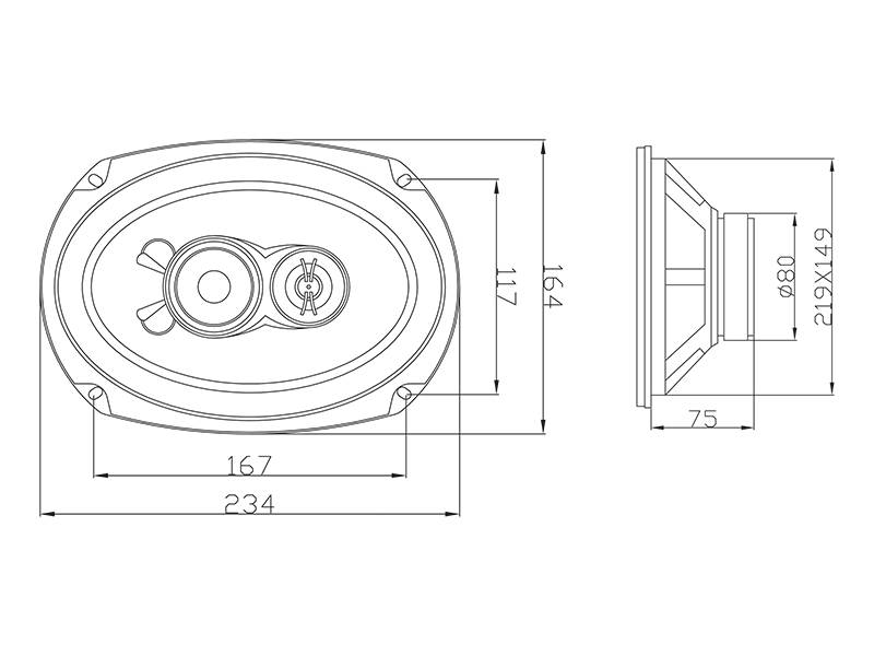 6"X9" Głośniki samochodowe WH-6916 250W