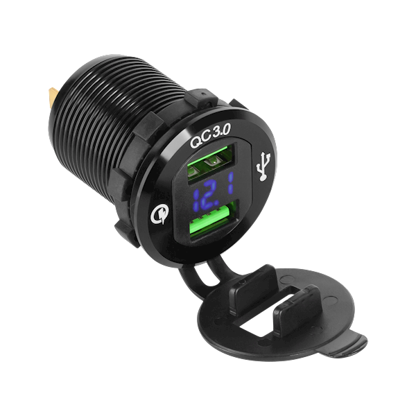 Ładowarka samochodowa do zabudowy z woltomierzem