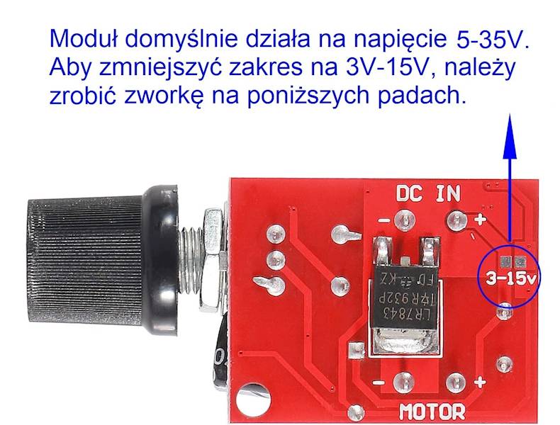 Regulator obrotów silnika DC 5-35V 90W PWM 