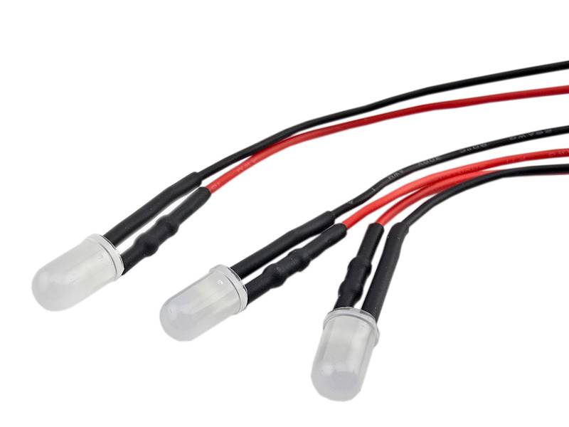 Dioda LED 12V dc 5mm  biały ciepły z przewodem