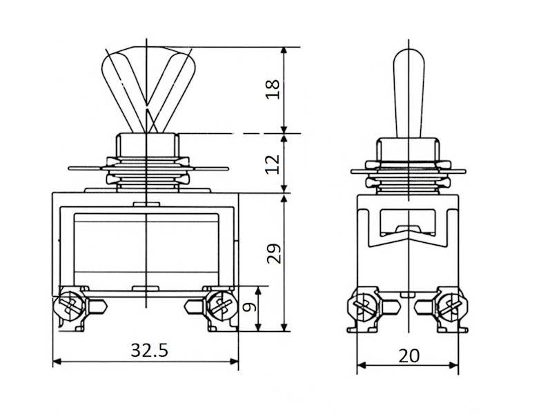 Przełącznik z dźwignią KN3 ON-OFF 4pin