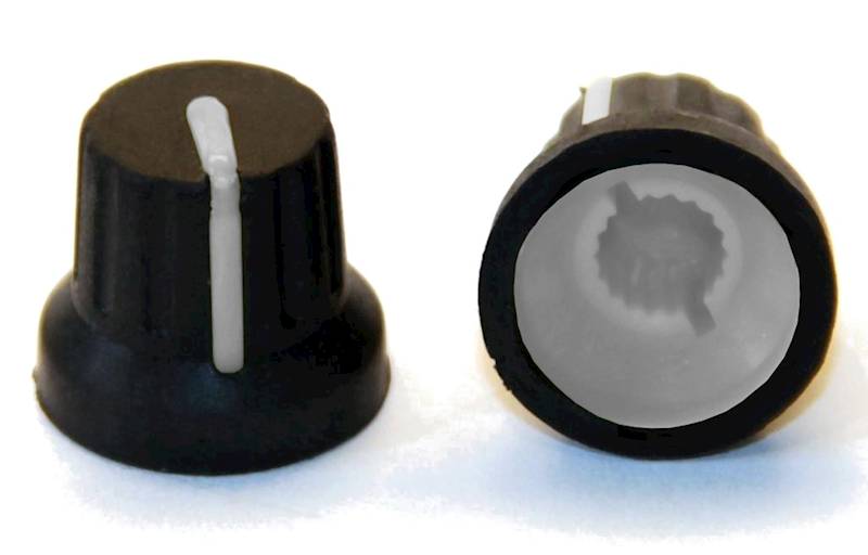 Gałka czarna 16mm znacznik biały