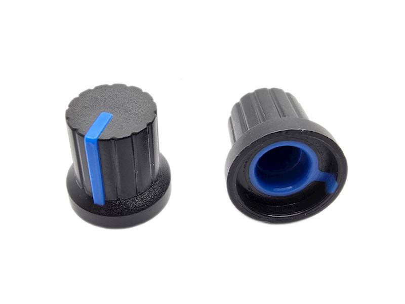 Gałka czarna 16mm znacznik niebieski