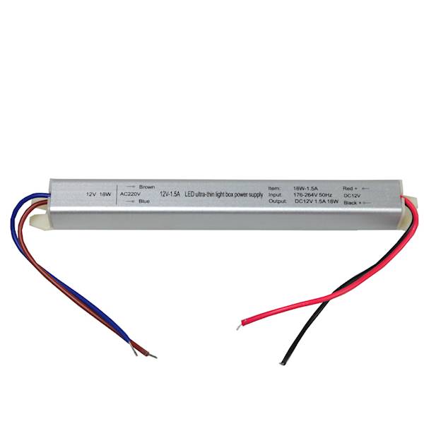 12Vdc  1,5A Zasilacz 18W 178x18x18 IP20