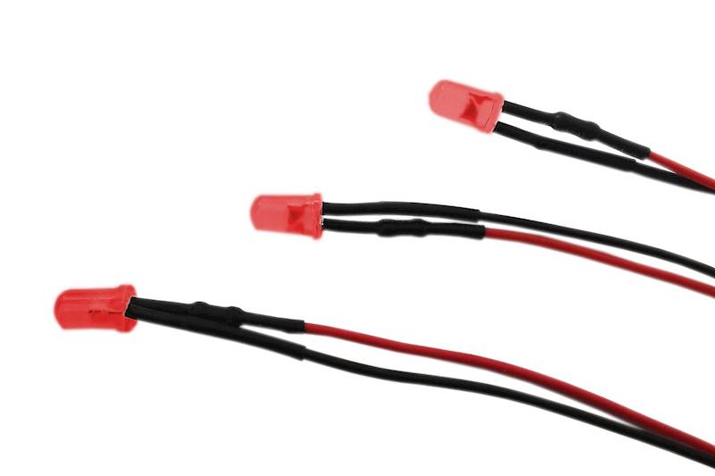 Dioda LED 12V dc 5mm czerwony z przewodem 20cm