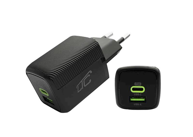 Ładowarka USB-A + USB-C PD 5-20V 45W GaN