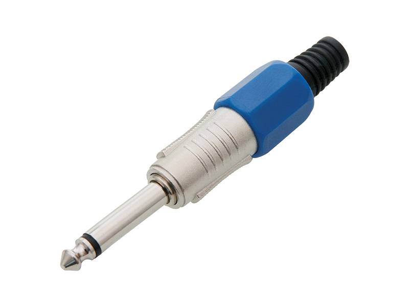 Jack6,3 mono Wtyk metalowy z odgiętką niebieski