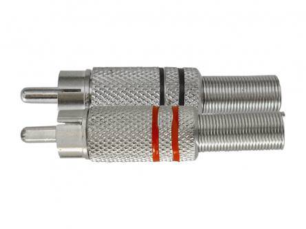 RCA Wtyk CINCH na przewód, metal czarny lub czerwo