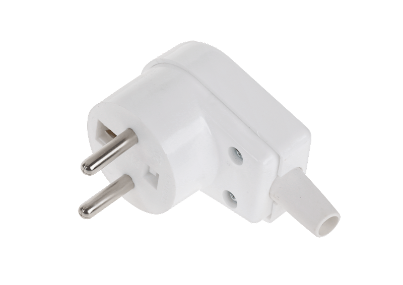 Wtyczka kątowa z uziemieniem biała