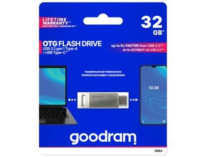 Pendrive Goodram USB + USB C 32GB srebrny