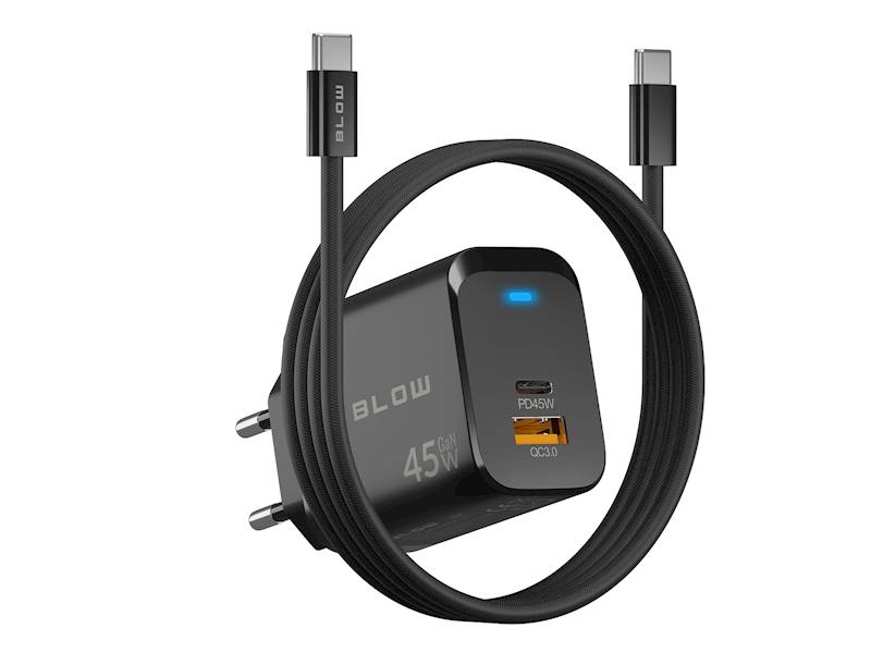 Ładowarka USB-A + USB-C PD 45W + kabel