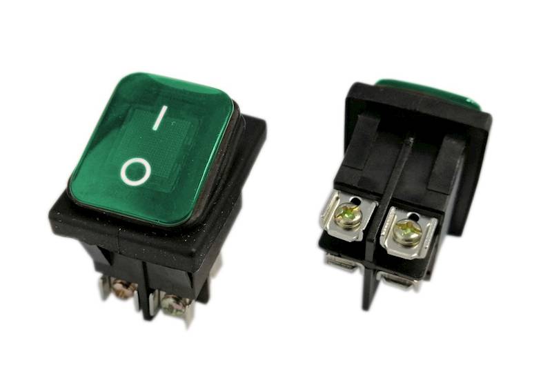 Przełącznik KCD4 ON-OFF 16A IP65 4pin zielony