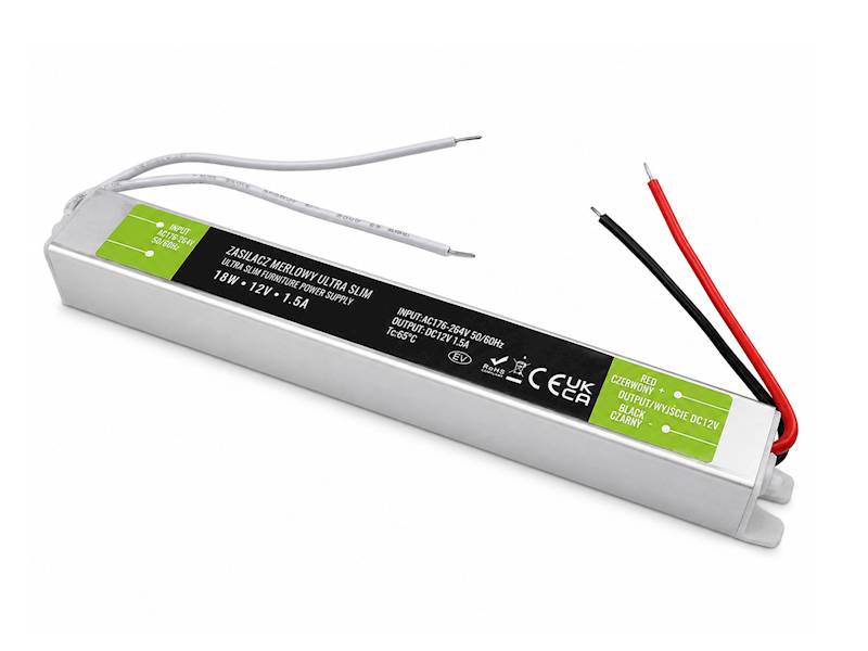 12Vdc  1,5A Zasilacz 18W LED ultra slim
