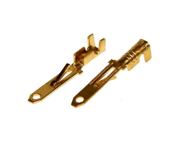 Konektor płaski 2,8mm męski z zaczepami złocony 