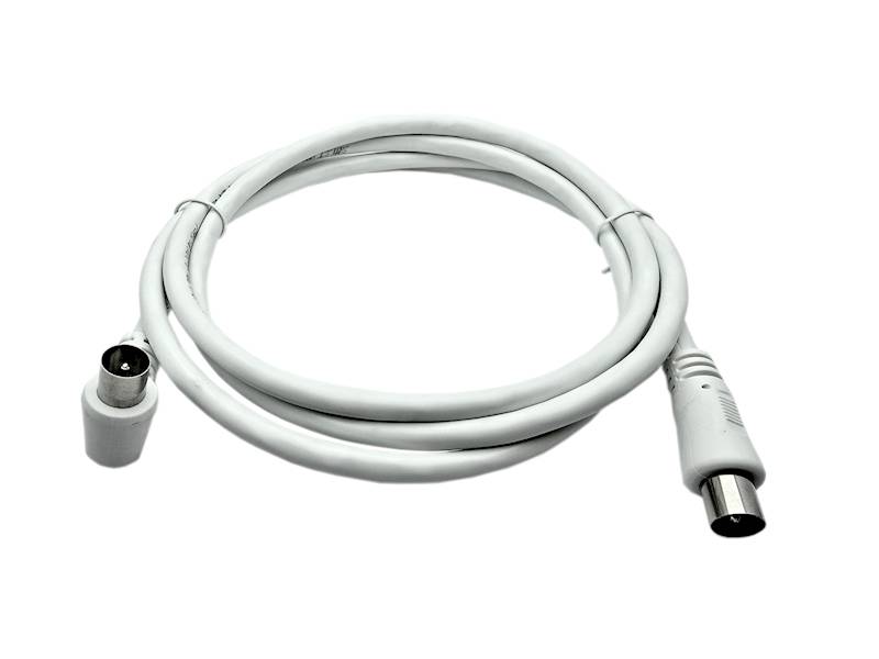 Przewód antenowy IEC wtyk prosty-wtyk kątowy 1,5m