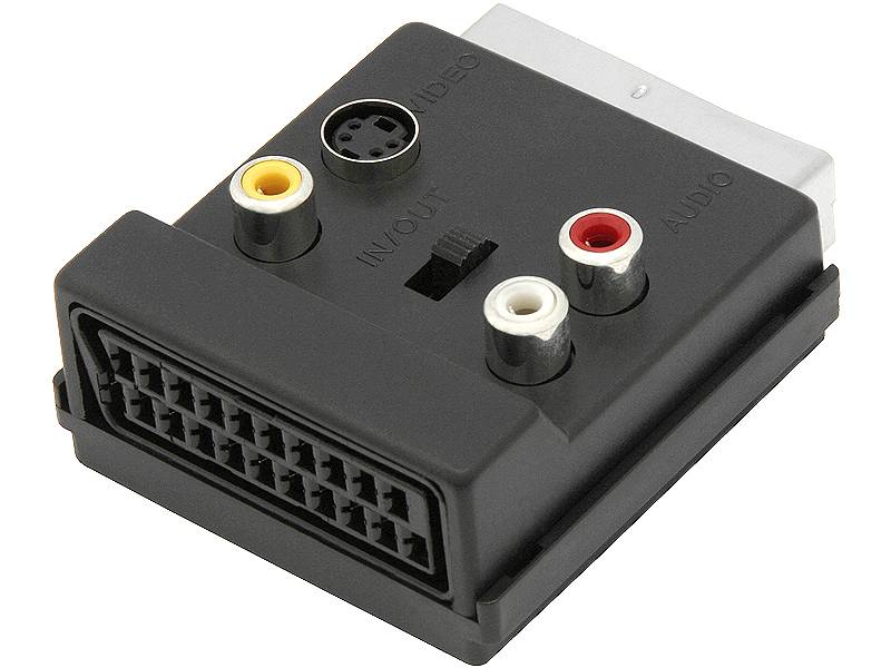 Adapter Euro na Euro 3xgn. RCA z przełącznikiem