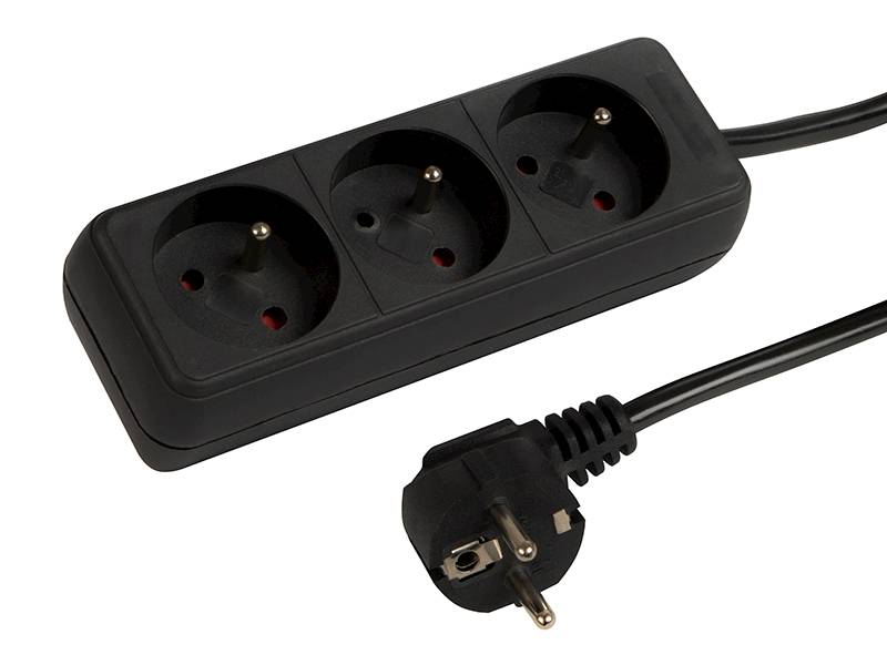 Przedłużacz 3G 3m czarny 3x1,5mm