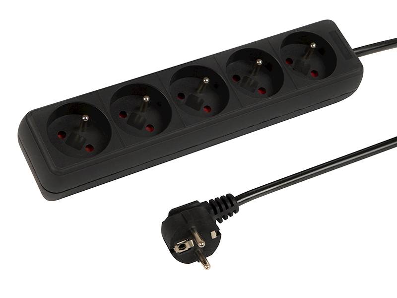 Przedłużacz 5G 1,5m czarny 3x1,5mm