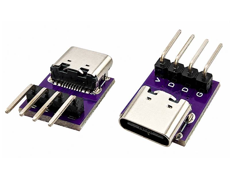 USB-C gniazdo z pinami do płytki prototypowej
