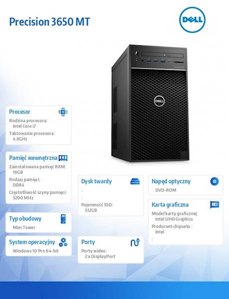 Dell Precision 3650MT Win10Pro i7-10700/512GB/16GB