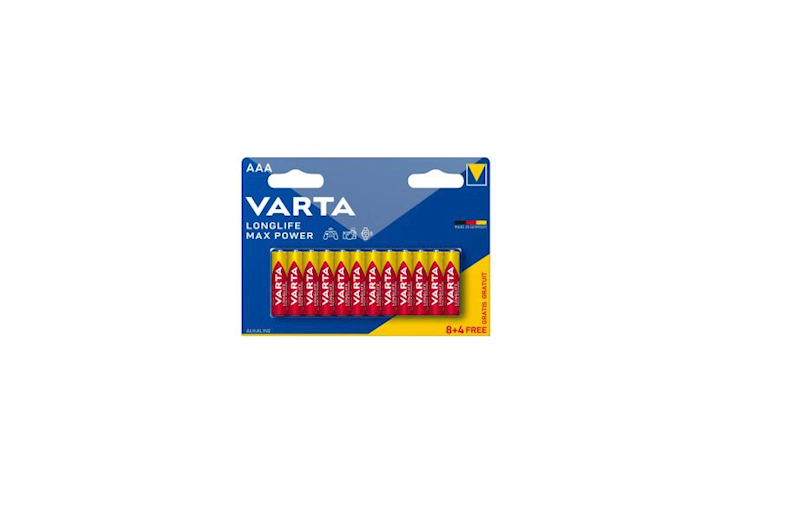 KOMPLET BATERII VARTA AAA/LR03 1,5V MAX POWER B8+4
