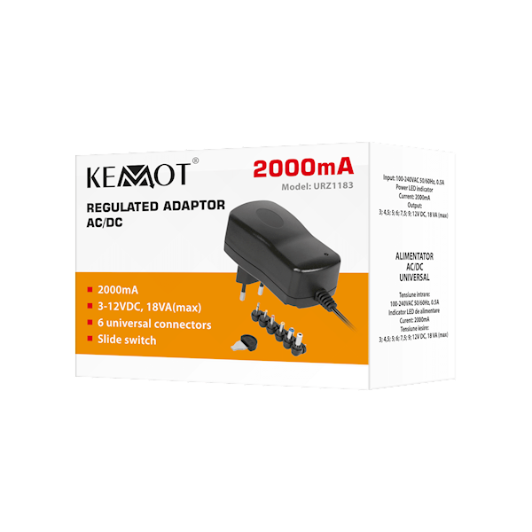 ZASILACZ 3-12V 2000mAh STABILIZOWANY KEMOT