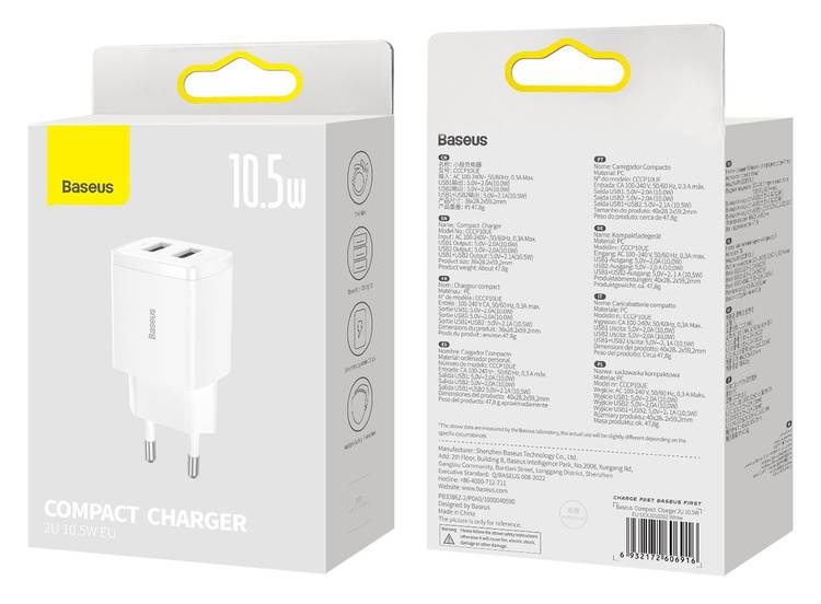 ŁADOWARKA BASEUS COMPACT CCXJ010202 10.5W 2x USB A