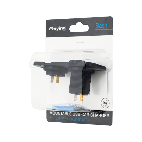 Ładow.Sam.2x USB montaż 3.1A z miernikiem napięcia