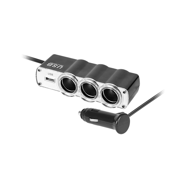 ROZDZIELACZ ZAPALNICZKI SAM.PEIYING 1/3 + USB 
