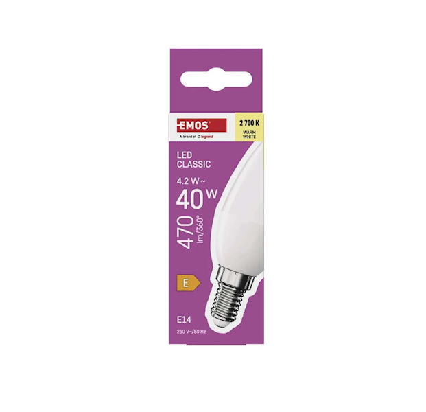 ŻARÓWKA LED EMOS E14 4.2W ŚWIECA ZQ3E21 2700K