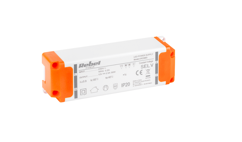 ZASILACZ REBEL 12V 2.5A DO SZNÓRÓW DIDODOWYCH LED